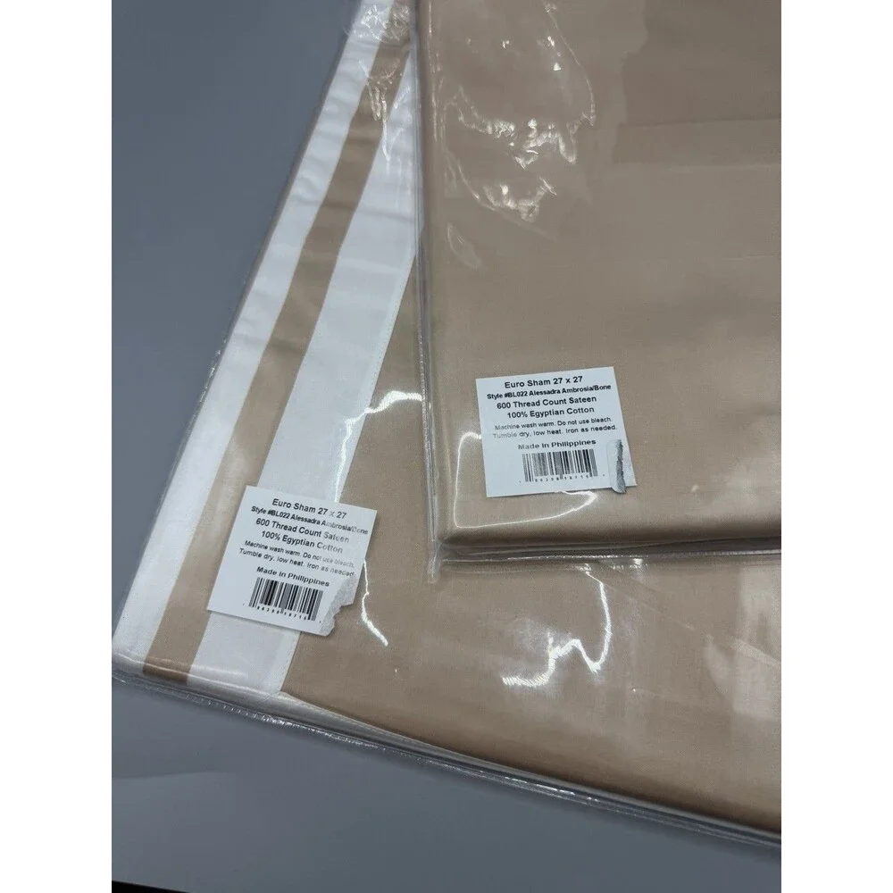 Matouk Alessandra Full/Queen Duvet + 2 Euro Shams Ambrosia/Bone NEW Sateen